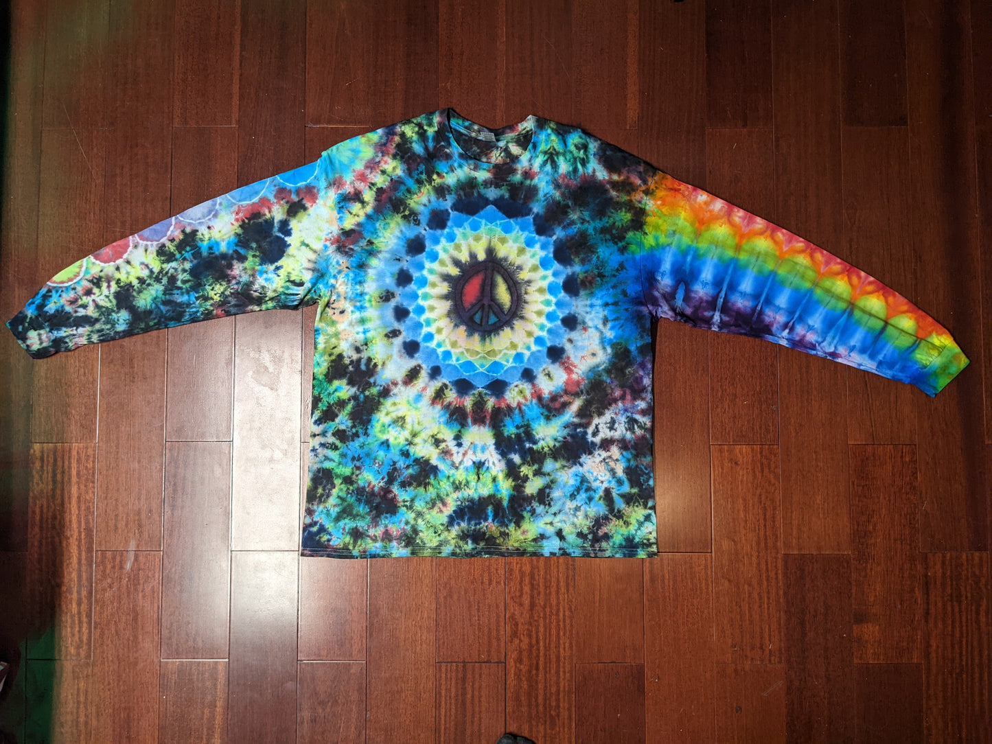 2 XL long Sleeve Peace Dala, Scrunch, Rainbow, And circles!